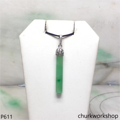 Green jade bar pendant