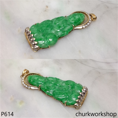 18K gold green jade lady Buddha