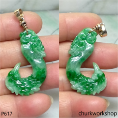 Dragon & Phoenix jade with 14K gold pendant
