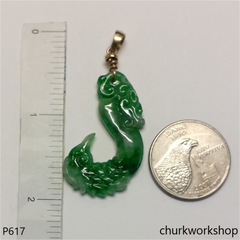 Dragon & Phoenix jade with 14K gold pendant