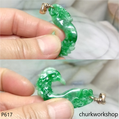 Dragon & Phoenix jade with 14K gold pendant