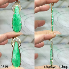 18K yellow gold jade lady Buddha pendant