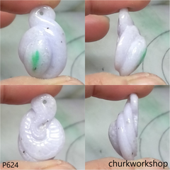 Lavender jade snake pendant