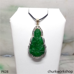 18K gold green jade lady Buddha