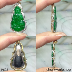 18K gold green jade lady Buddha