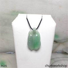 Light green double jade bean pendant with bail