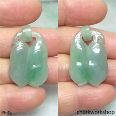 Light green double jade bean pendant with bail