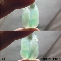 Light green double jade bean pendant with bail
