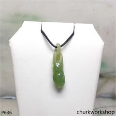 Jade bean pendant with bail connected