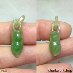 Jade bean pendant with bail connected