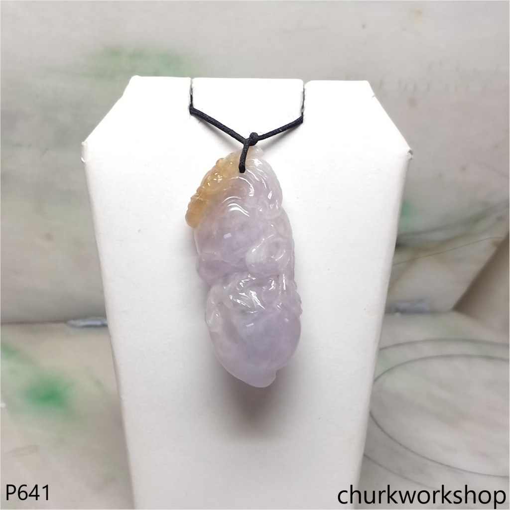 Lavender jade double peaches pendant