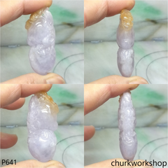 Lavender jade double peaches pendant