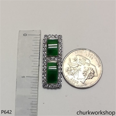 14K white gold green jade pendant