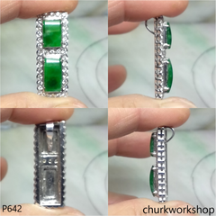 14K white gold green jade pendant