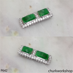 14K white gold green jade pendant