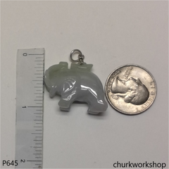 Jade elephant pendant with silver bail