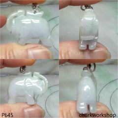 Jade elephant pendant with silver bail