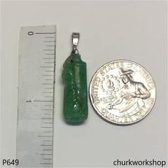Jade bamboo with bat pendant