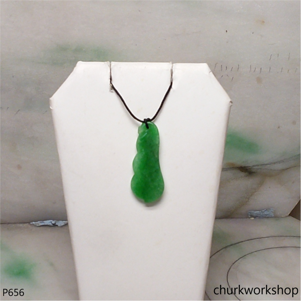 Apple green small jade bean pendant