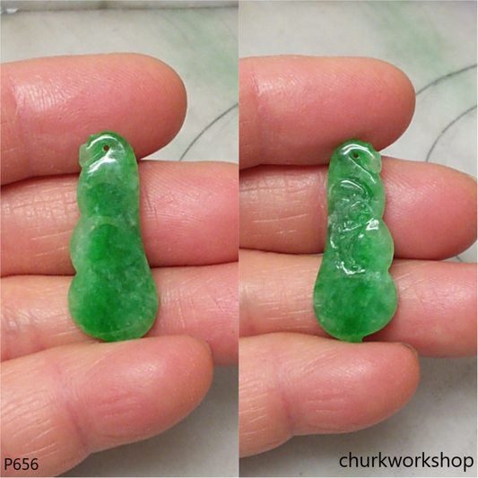 Apple green small jade bean pendant