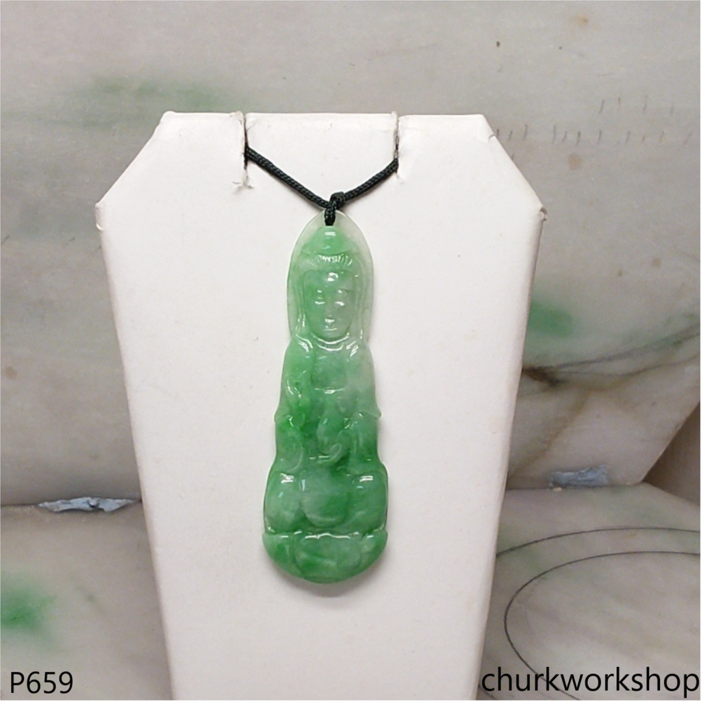 Apple green jade lady Buddha pendant