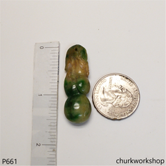 Multicolor jade gourd with bat pendant