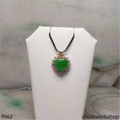 14K Yellow gold jade heart pendant