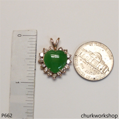 14K Yellow gold jade heart pendant