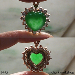 14K Yellow gold jade heart pendant