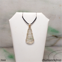 Icy jade lady Buddha set with14K yellow gold