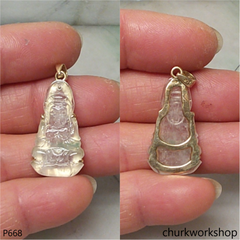 Icy jade lady Buddha set with14K yellow gold