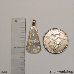 Icy jade lady Buddha set with14K yellow gold