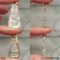 Icy jade lady Buddha set with14K yellow gold