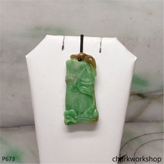 Green jade bamboo pendant