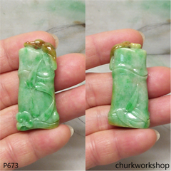 Green jade bamboo pendant