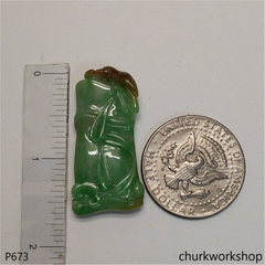 Green jade bamboo pendant