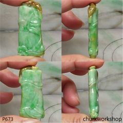 Green jade bamboo pendant