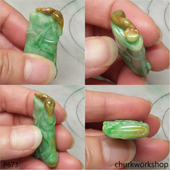 Green jade bamboo pendant