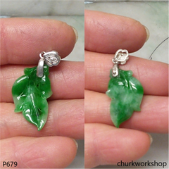 Green jade leaf pendant