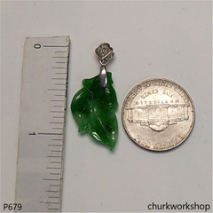 Green jade leaf pendant