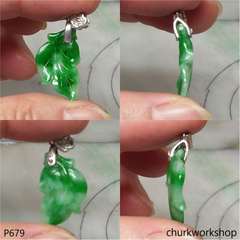 Green jade leaf pendant