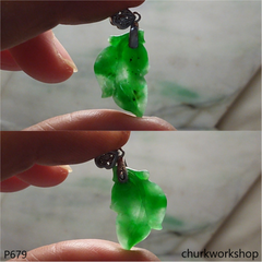 Green jade leaf pendant