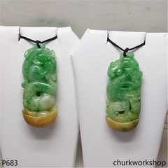 Dragon & Phoenix jade pendant set