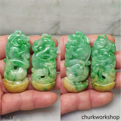 Dragon & Phoenix jade pendant set
