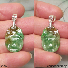 Small multi-color jade coin pendant (福在眼前)