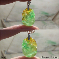 Small multi-color jade coin pendant (福在眼前)