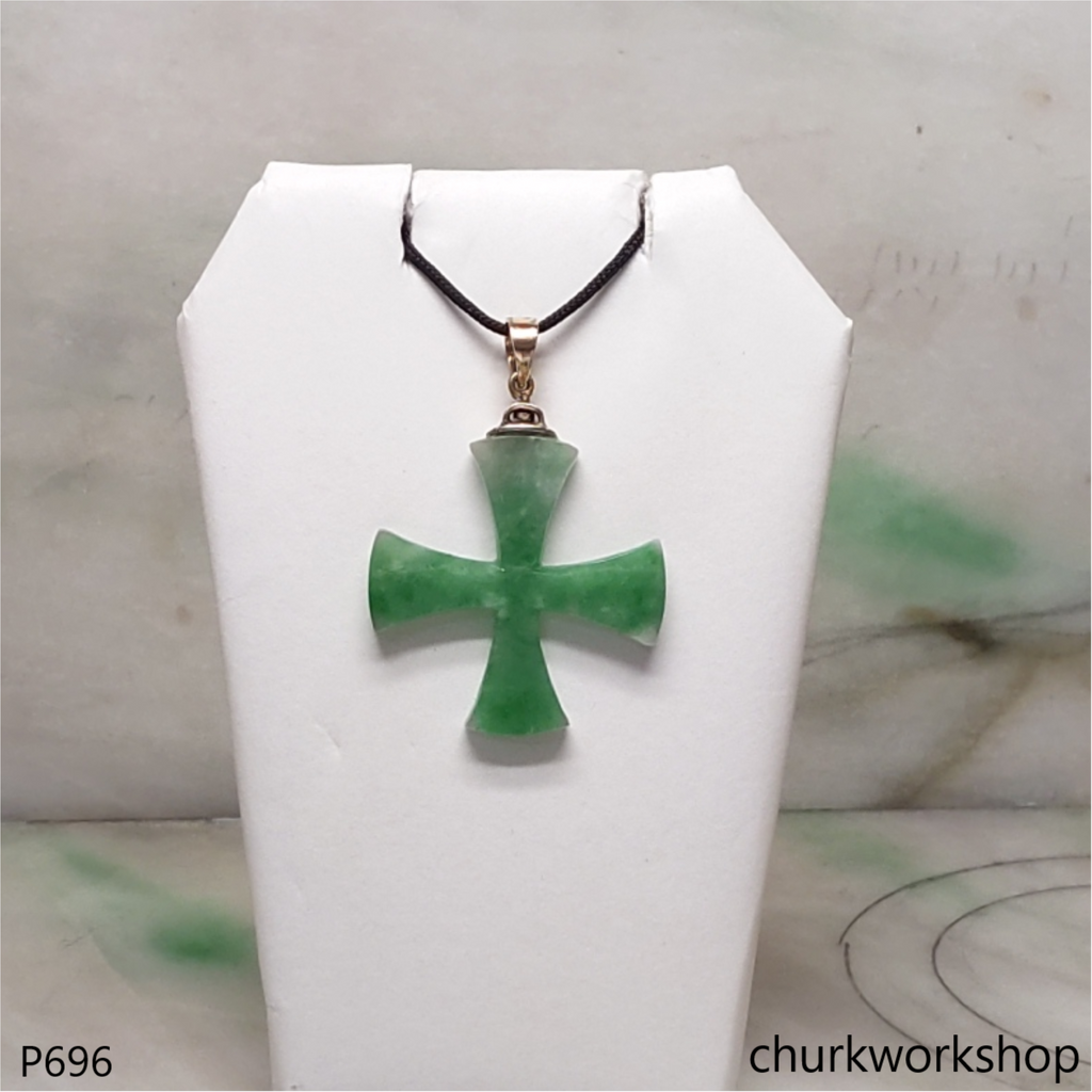 Jade cross pendant 14K