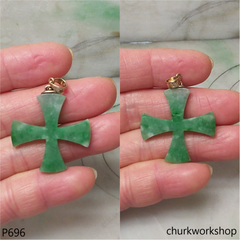 Jade cross pendant 14K