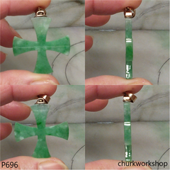Jade cross pendant 14K