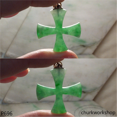 Jade cross pendant 14K